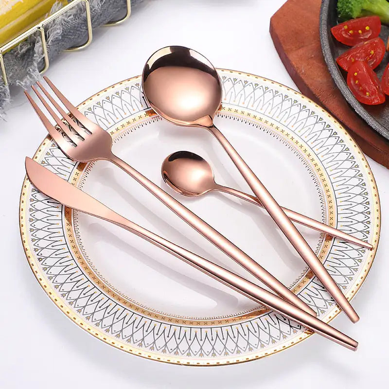 24pcs Gold High Quality Stainless Steel Cutlery Set - Multiple Colors