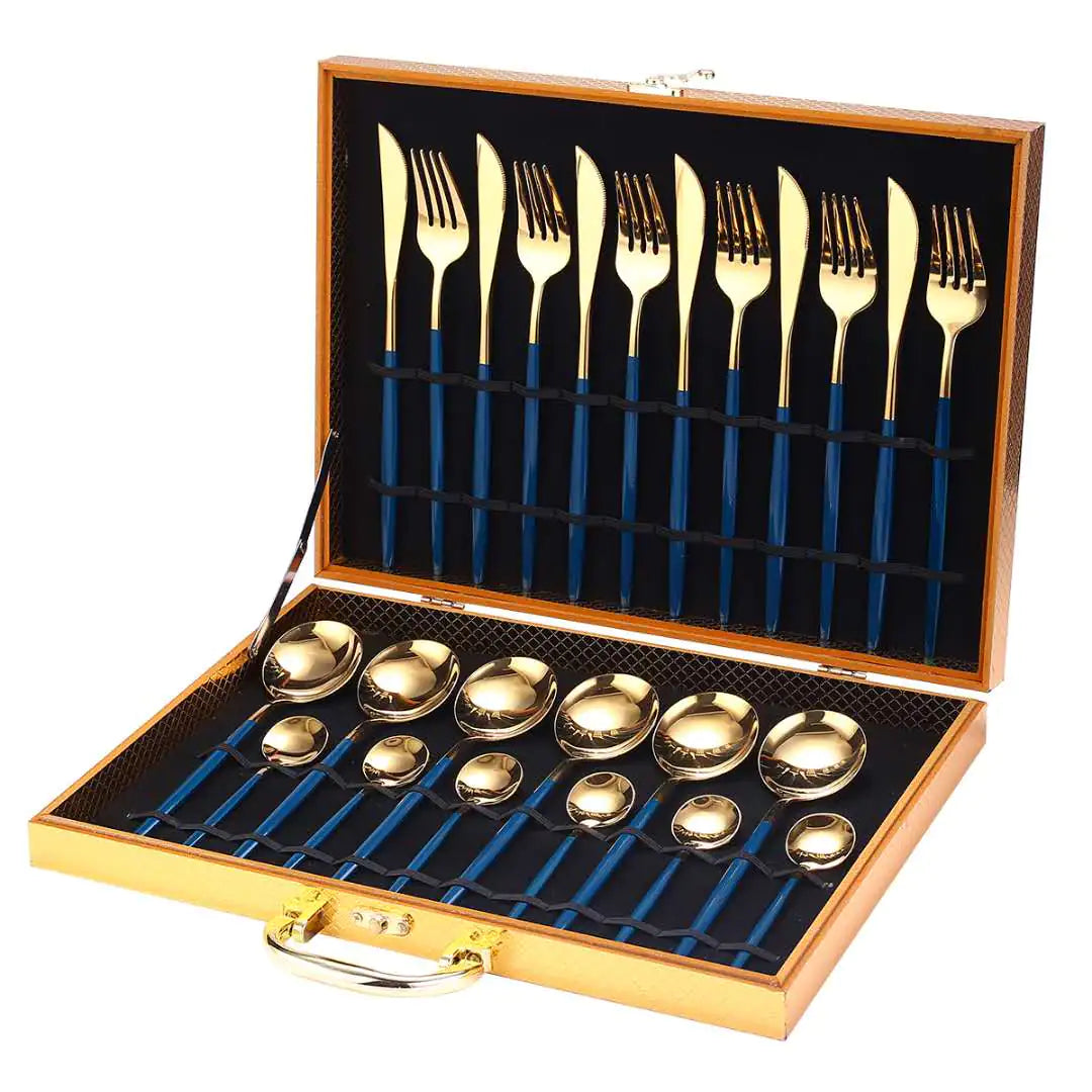 24pcs Gold High Quality Stainless Steel Cutlery Set - Multiple Colors