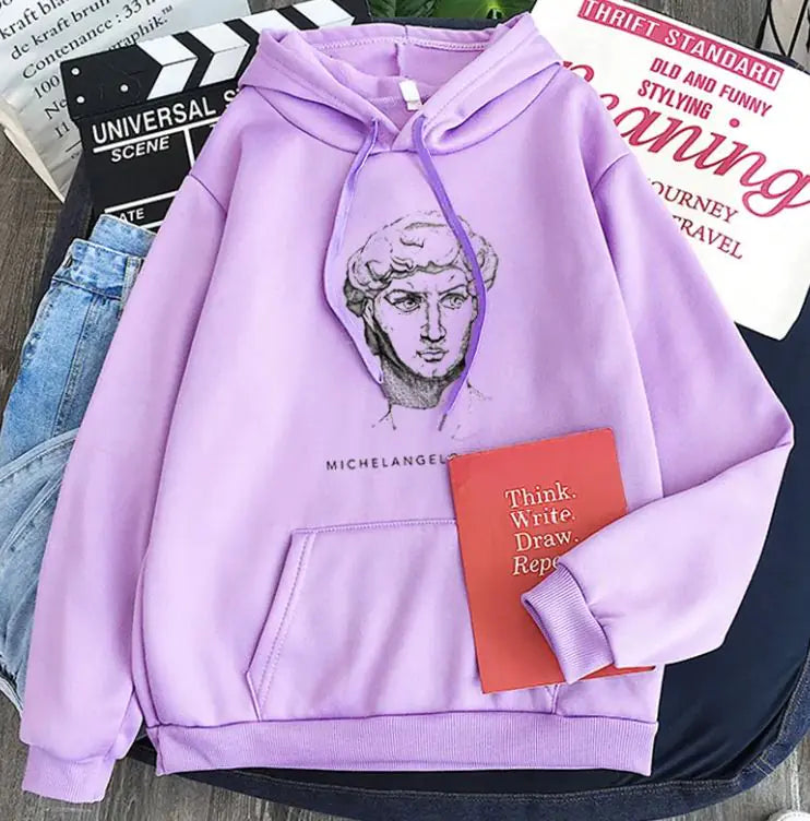 New Trending Michelangelo King David Long Sleeve Fleece Candy Color Hoodie