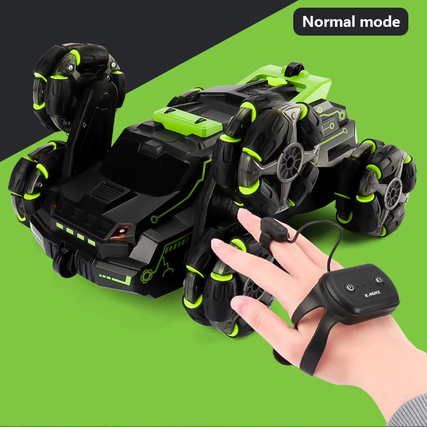 4WD RC Stunt Car with Gesture Control, 360° Rotation, Double-Sided Driving, LED Lights, & One-Button Features