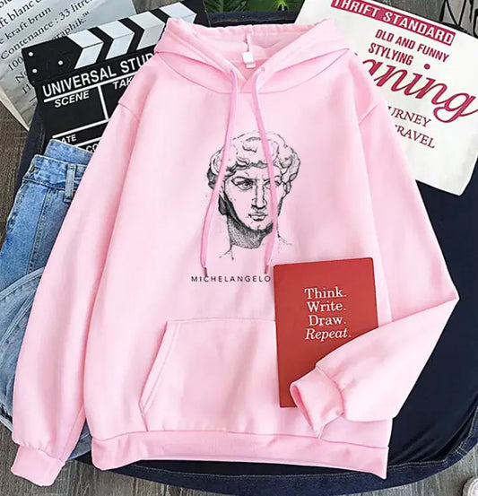 New Trending Michelangelo King David Long Sleeve Fleece Candy Color Hoodie