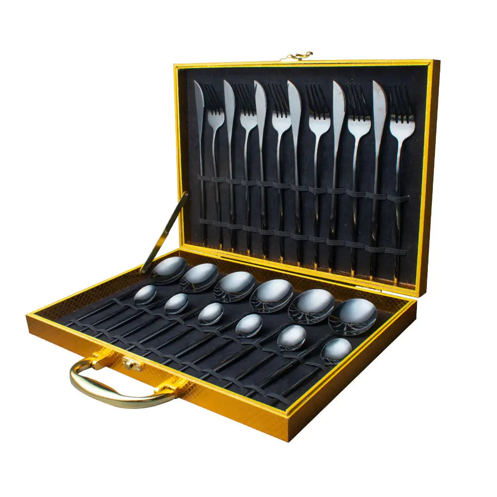 24pcs Gold High Quality Stainless Steel Cutlery Set - Multiple Colors