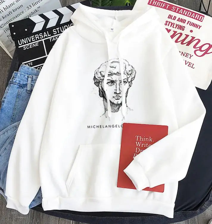 New Trending Michelangelo King David Long Sleeve Fleece Candy Color Hoodie