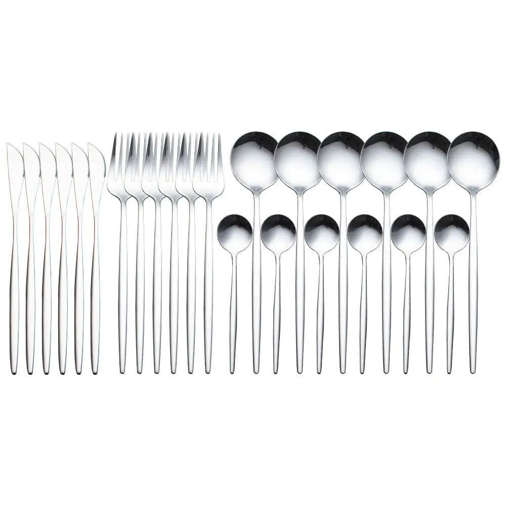 24pcs Gold High Quality Stainless Steel Cutlery Set - Multiple Colors