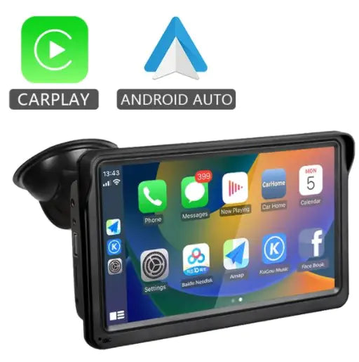 Hippcron 7-Inch Portable CarPlay & Android Auto Multimedia Video Player with Touch Screen, USB, AUX, & Rear-View Camera Compatibility