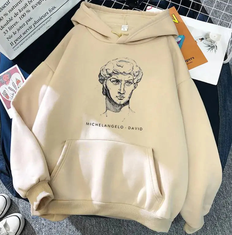 New Trending Michelangelo King David Long Sleeve Fleece Candy Color Hoodie