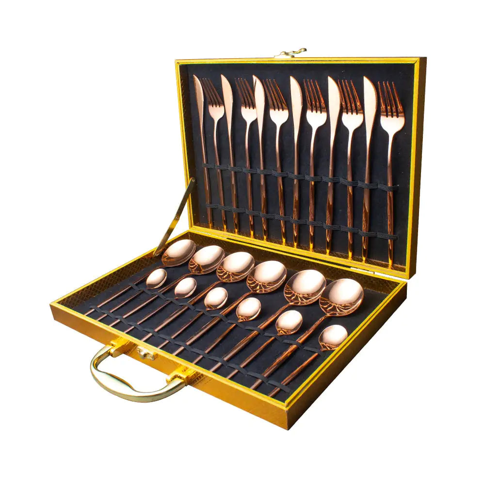 24pcs Gold High Quality Stainless Steel Cutlery Set - Multiple Colors