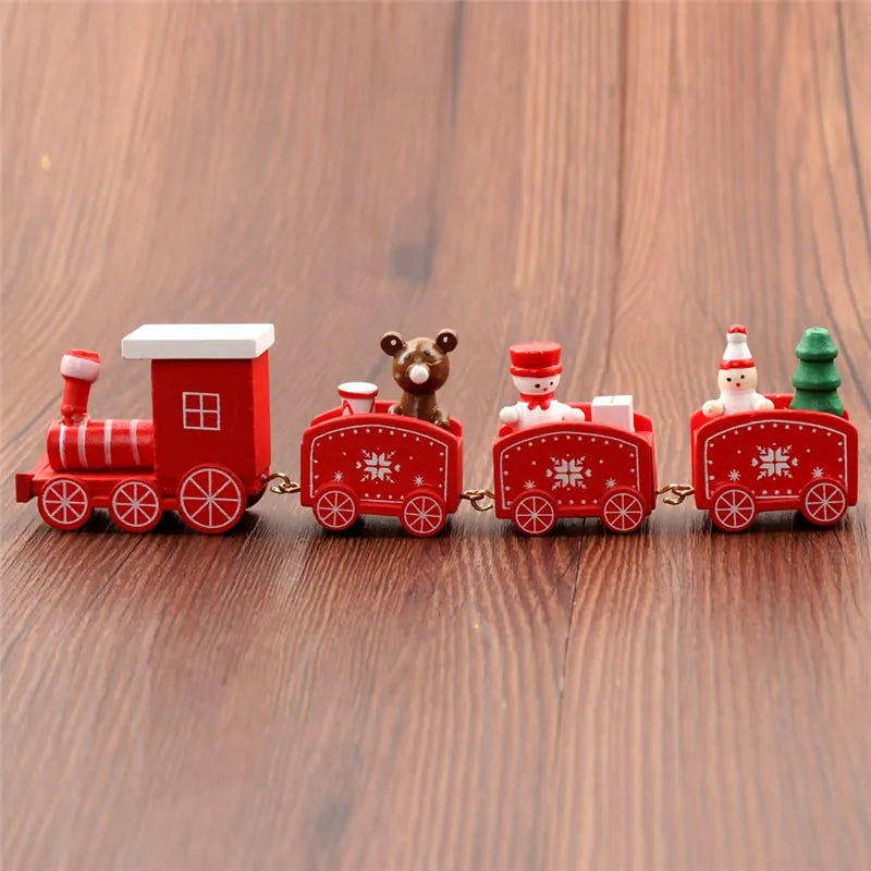 Charming Christmas Train Painted Wood Decoration – Festive Indoor Holiday Ornament with Eco-Friendly Paint