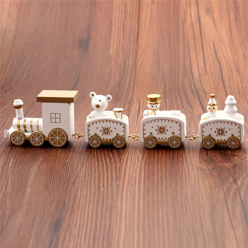 Charming Christmas Train Painted Wood Decoration – Festive Indoor Holiday Ornament with Eco-Friendly Paint