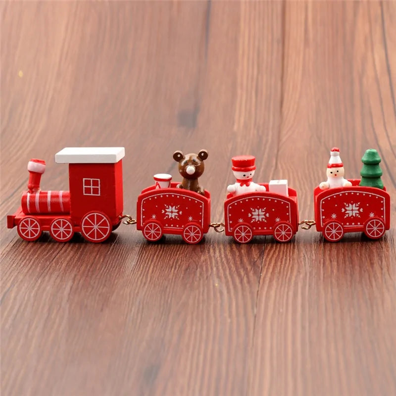 Charming Christmas Train Painted Wood Decoration – Festive Indoor Holiday Ornament with Eco-Friendly Paint