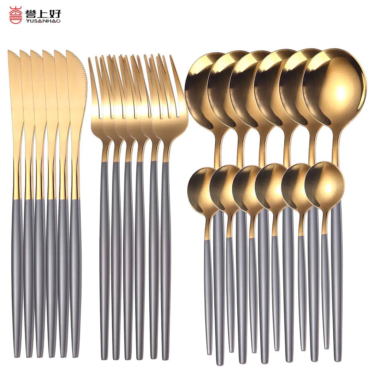 24pcs Gold High Quality Stainless Steel Cutlery Set - Multiple Colors