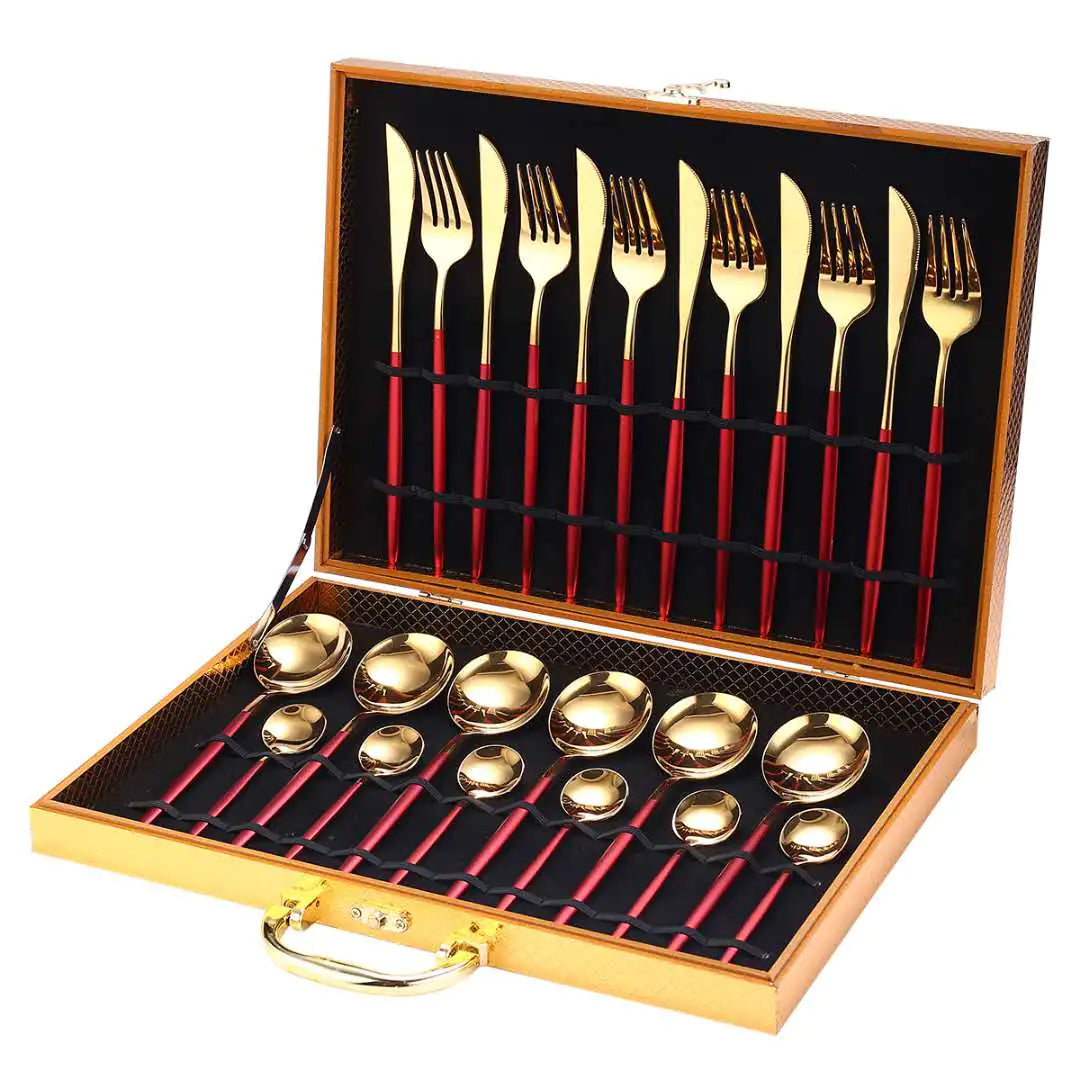 24pcs Gold High Quality Stainless Steel Cutlery Set - Multiple Colors