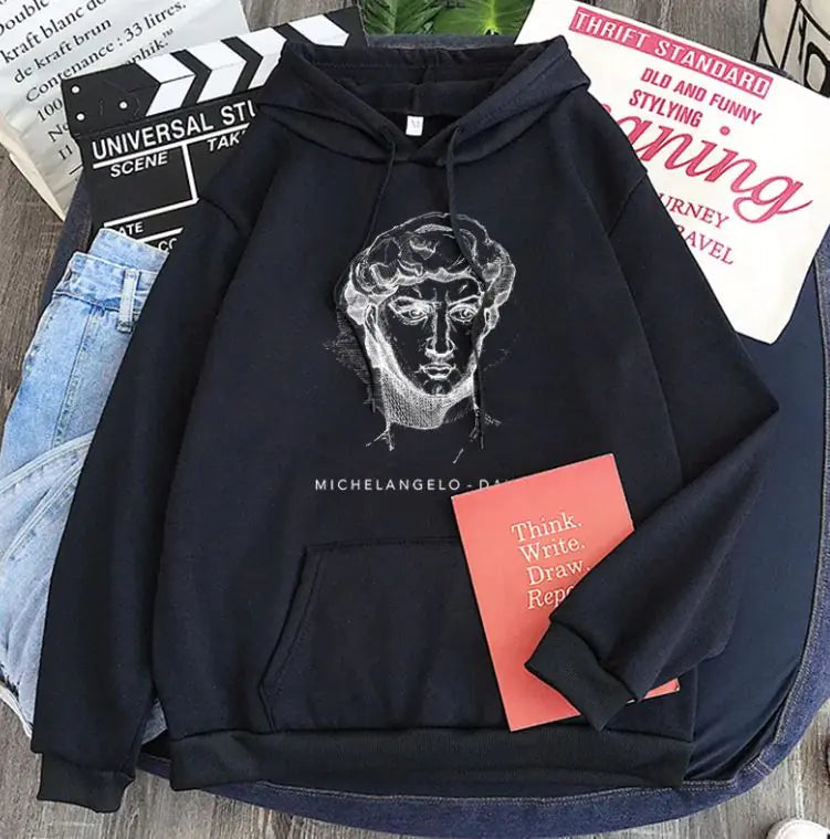 New Trending Michelangelo King David Long Sleeve Fleece Candy Color Hoodie