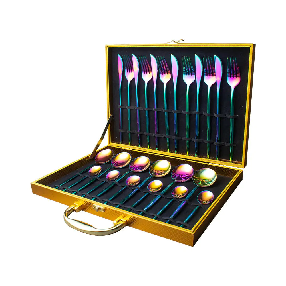 24pcs Gold High Quality Stainless Steel Cutlery Set - Multiple Colors