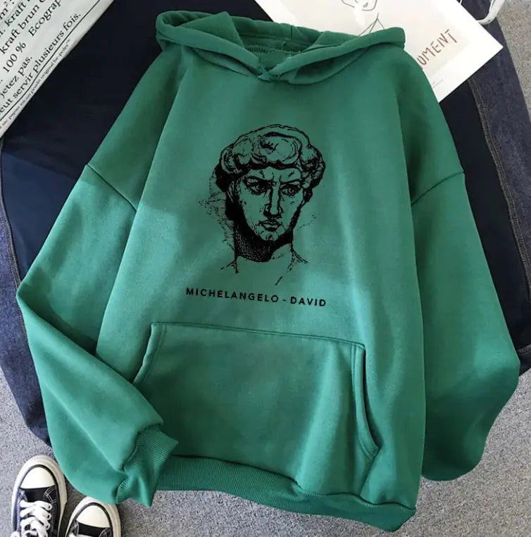 New Trending Michelangelo King David Long Sleeve Fleece Candy Color Hoodie