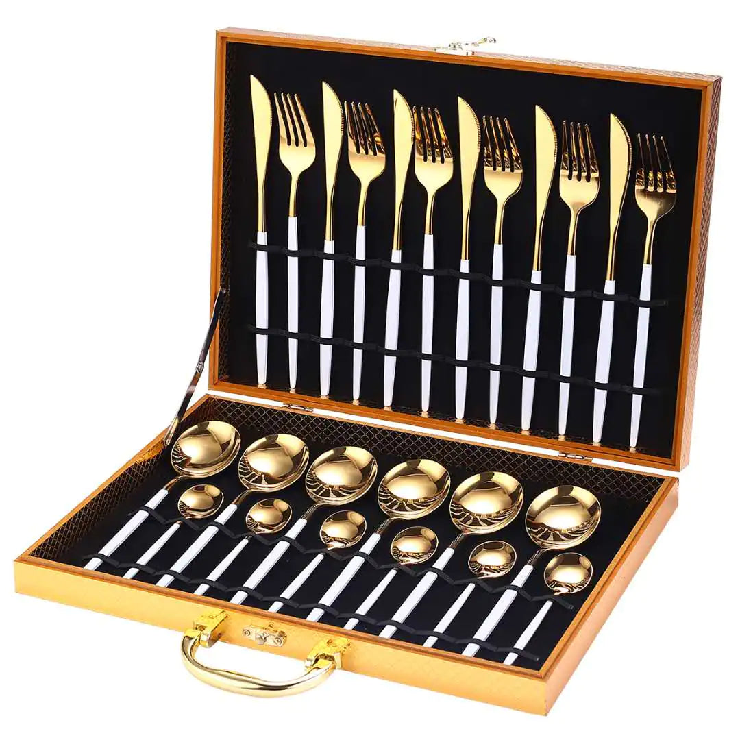 24pcs Gold High Quality Stainless Steel Cutlery Set - Multiple Colors