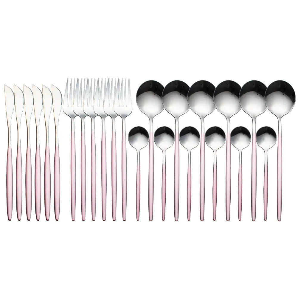 24pcs Gold High Quality Stainless Steel Cutlery Set - Multiple Colors