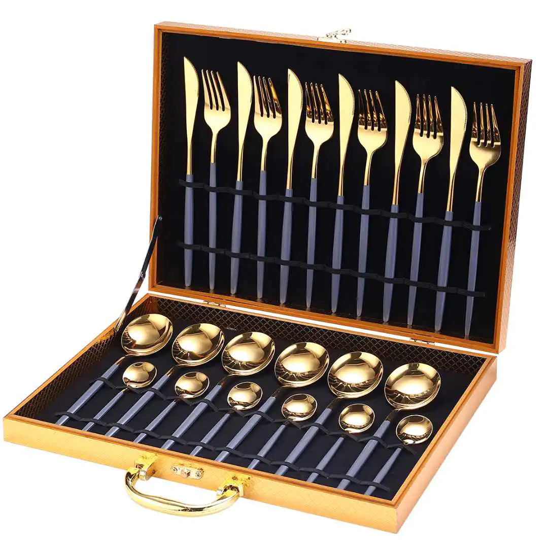 24pcs Gold High Quality Stainless Steel Cutlery Set - Multiple Colors