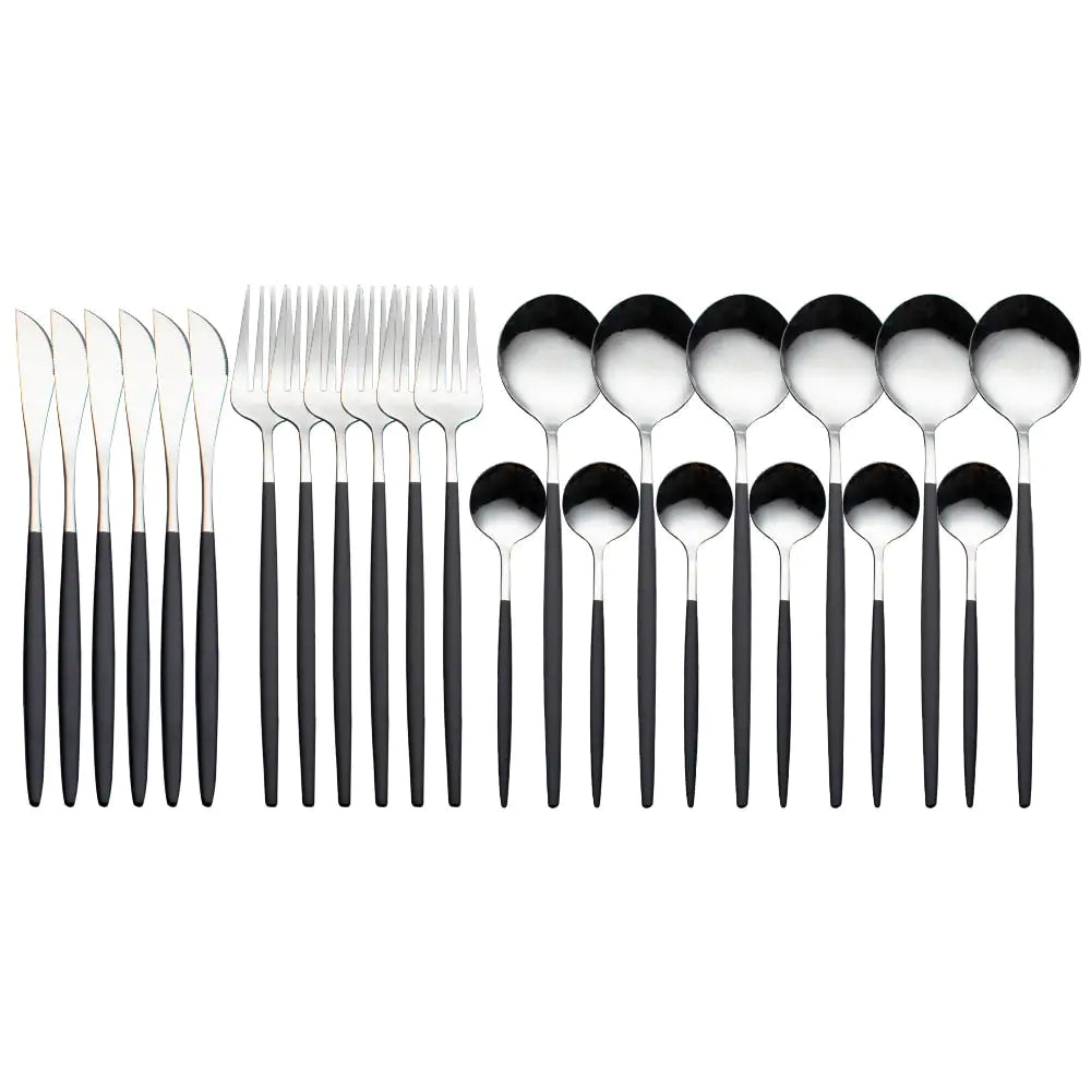 24pcs Gold High Quality Stainless Steel Cutlery Set - Multiple Colors