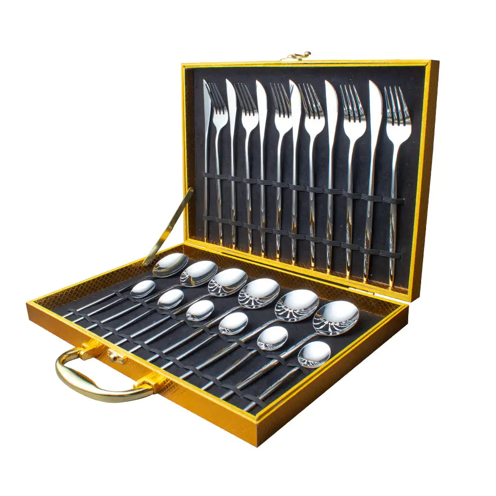 24pcs Gold High Quality Stainless Steel Cutlery Set - Multiple Colors