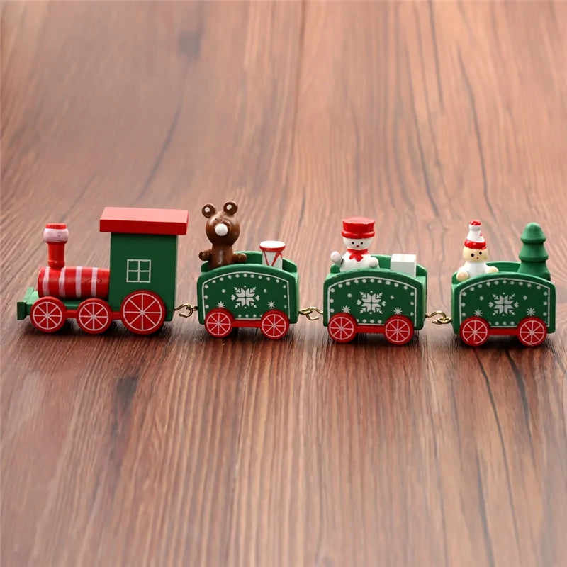 Charming Christmas Train Painted Wood Decoration – Festive Indoor Holiday Ornament with Eco-Friendly Paint