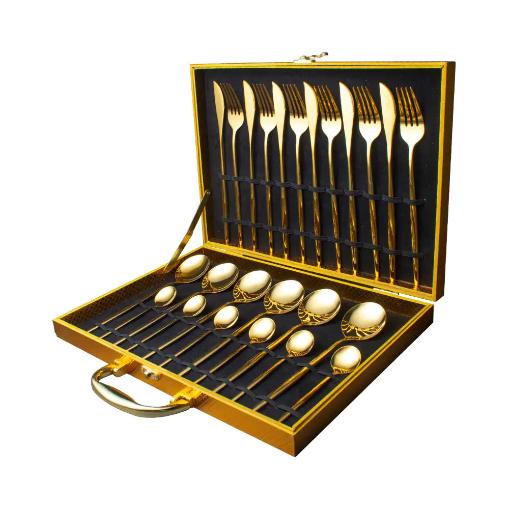 24pcs Gold High Quality Stainless Steel Cutlery Set - Multiple Colors